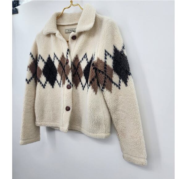 The‎ Barrage Company Sweater Vintage Argyle Print Full Button Down Size Medium - Picture 3 of 7